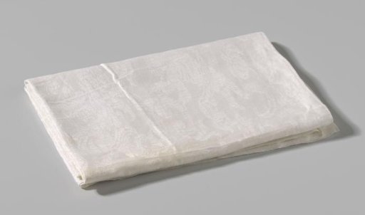 Linen damask napkin with putti and flowers