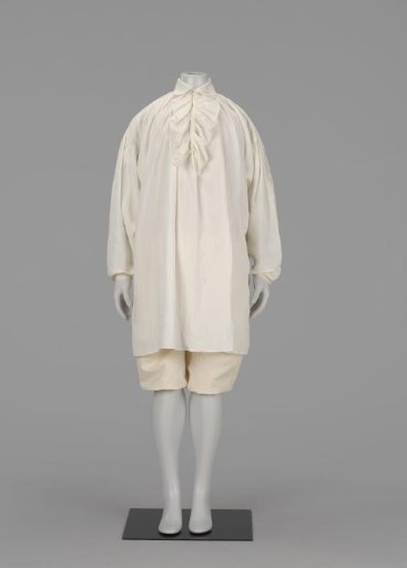 Men's shirt of linen with long sleeves with cuffs and slit with jabot