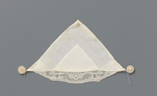 Fountain Cloth of White Linen with Lace; Marked in Red Cross-Stitch: HS12