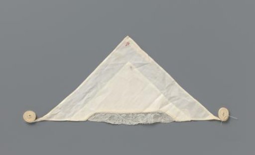 Tablecloth of White Linen with Lace; Marked in Red Cross-Stitch: H8