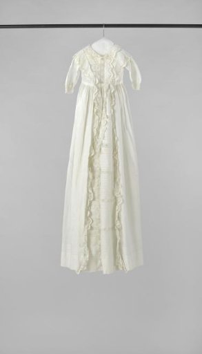 White baptismal gown with white work