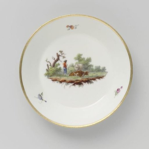 Dish, painted with a landscape with cattle