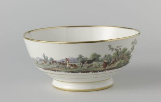 Spool bowl, painted with a landscape with cattle