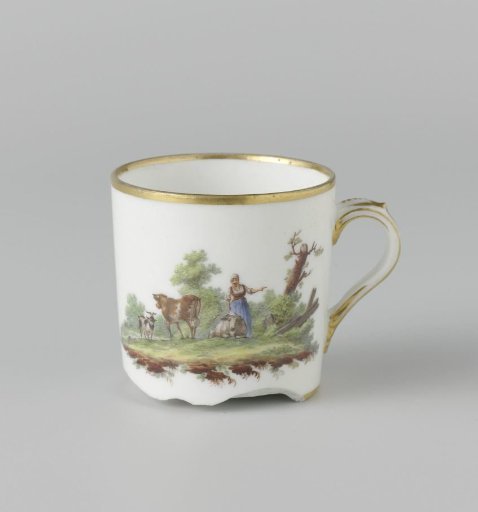 Lid painted with a landscape with cattle
