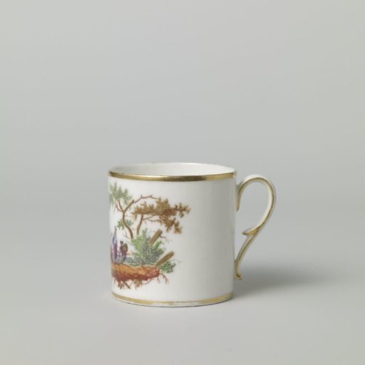 Cup decorated with a landscape of houses