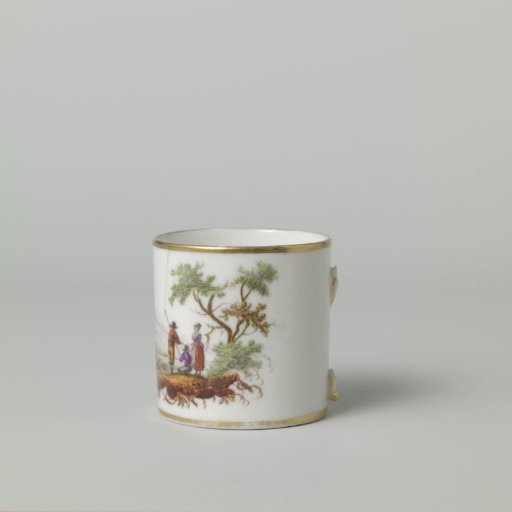 Cup decorated with a landscape of houses