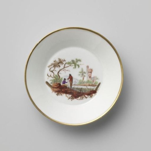 Plate decorated with a landscape of houses