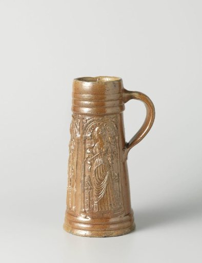Cylindrical drinking vessel (flagon) with Judith, Esther and Lucretia