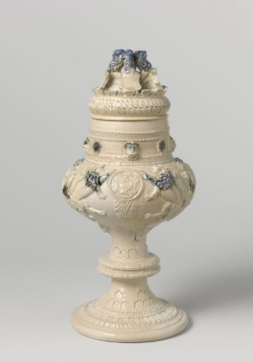 Lidded vase with lions and armorial ornament