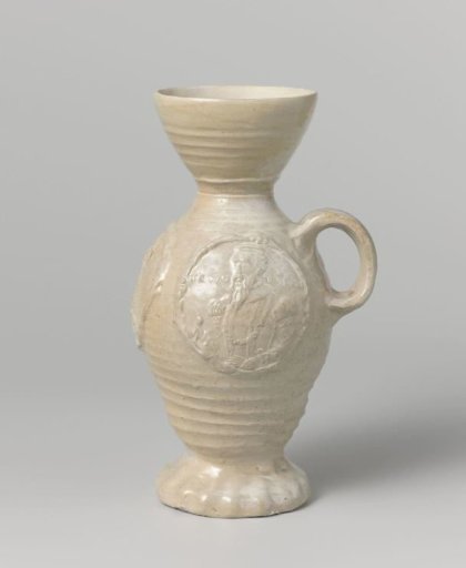 Funnel-necked jug (<Trichterhalskrug>) with medallions with Charles V and the Dukes of Saxony and Jülich-Cleve-Berg