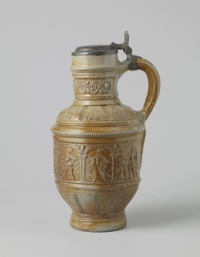 Jug with men beneath arches