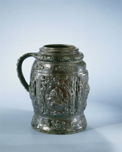 Tankard with portraits, scrolls and foliate ornaments