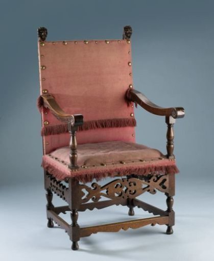 Armchair with Rear Stiles Ending in Lion Masks with Rings in Their Mouths