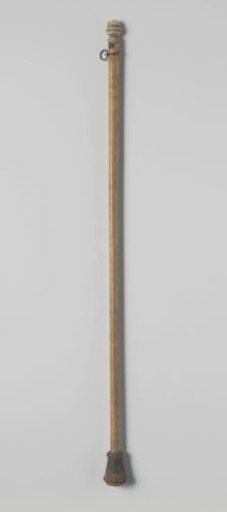Walking stick of reed with ivory knob and leather tip