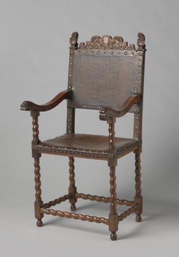 Armchair of rosewood upholstered in leather