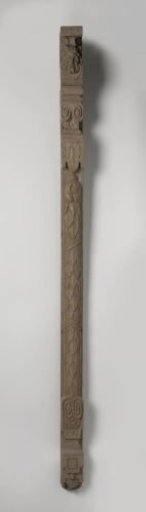 Carved oak pillar, originating from the so-called House of Alva, Warmoestraat, Amsterdam