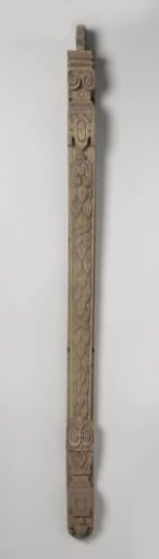 Carved oak pillar, originating from the so-called House of Alva, Warmoestraat, Amsterdam