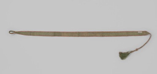 Garter or cingulum, green with gold brocade; with the text SARA MARIA HATTEVIER JERUSALEM
