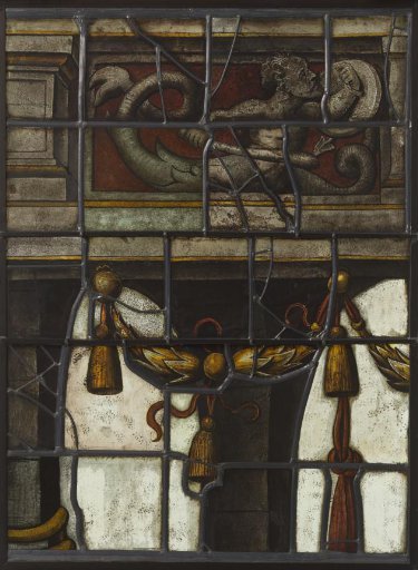 Tenth panel of the window with Prince Maurice in a praying posture