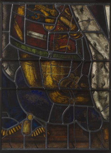 Second panel of the window with Prince Maurice in a praying posture