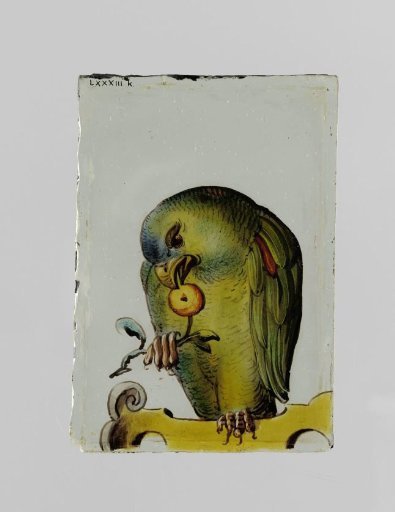 Square with a bird eating a cherry