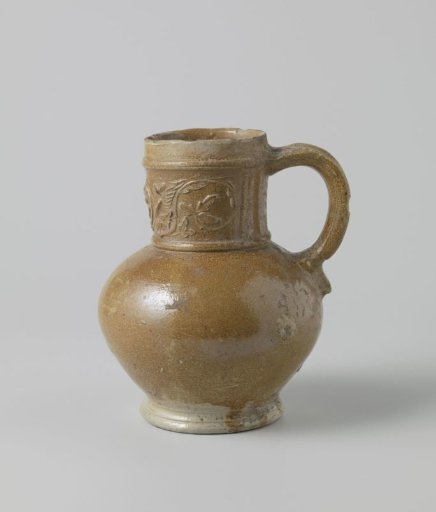 Jug with a portrait, winged figures and foliate scrolls