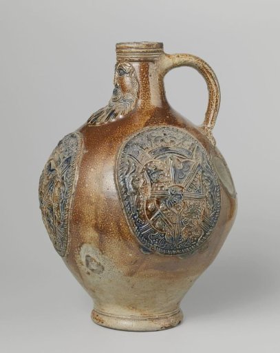 Bearded man jug with a crowned coat of arms
