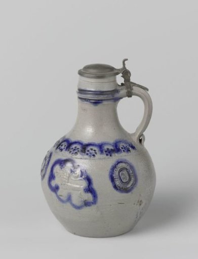 Jug with flowers, medallion and lions