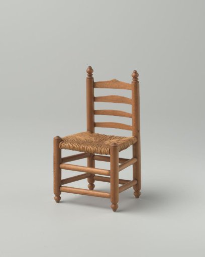 Knob chair made of maple wood with smooth, turned stiles and cross rails, front legs and back stiles ending in finely turned knobs