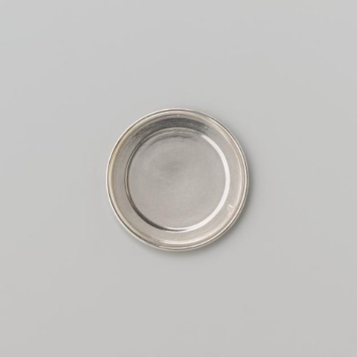 Silver-Coloured Dish with Narrow Flat Profiled Rim.