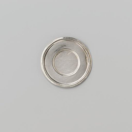 Silver-Coloured Small Dish with Wide Flat Profiled Rim.