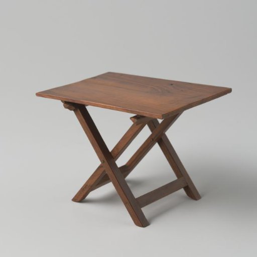 Table, consisting of a loose, rectangular top and an X-shaped folding base