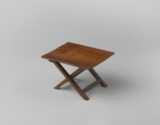 Table made of olive wood, consisting of a rectangular loose top and an X-shaped folding base