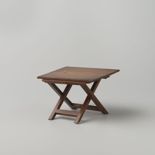 Table, consisting of a loose, rectangular top and an X-shaped folding base
