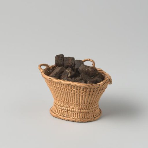 Oval peat basket filled with peat briquettes