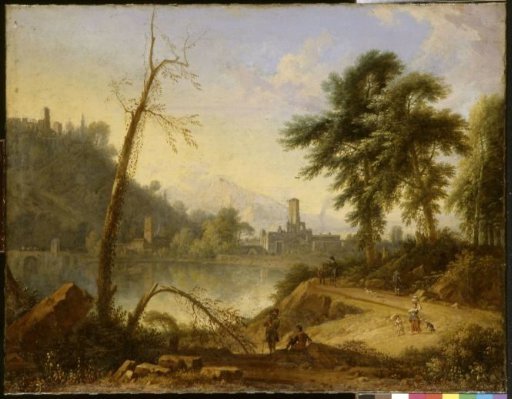 Italian landscape with a muleteer