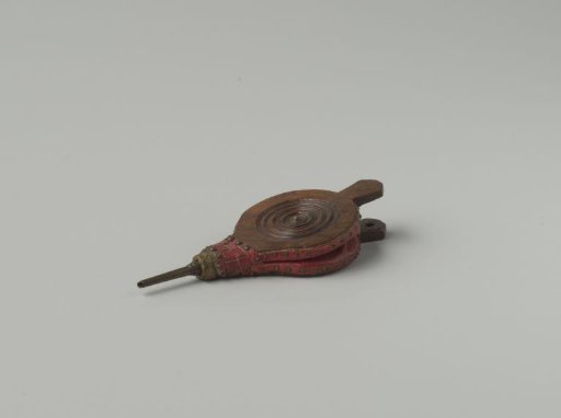 Bellows, Consisting of Walnut Top and Bottom Boards, Between Which Is Rose-Colored Leather