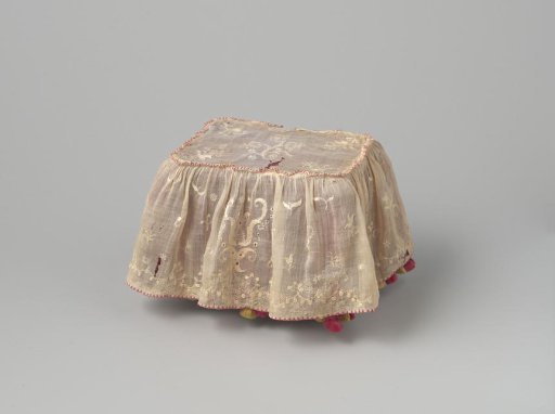 Tablecloth made of white linen batiste, decorated with openwork embroidery
