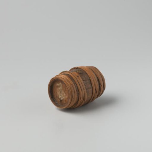 Beer or wine cask, made of oak staves, bound by 4 x 3 rattan hoops