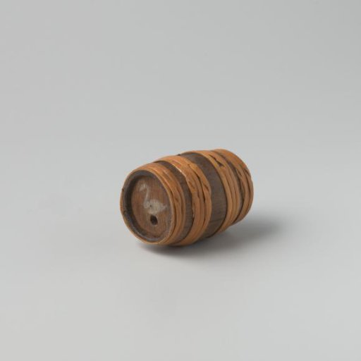 Beer or wine cask, made of oak staves, bound by 4 x 3 rattan hoops