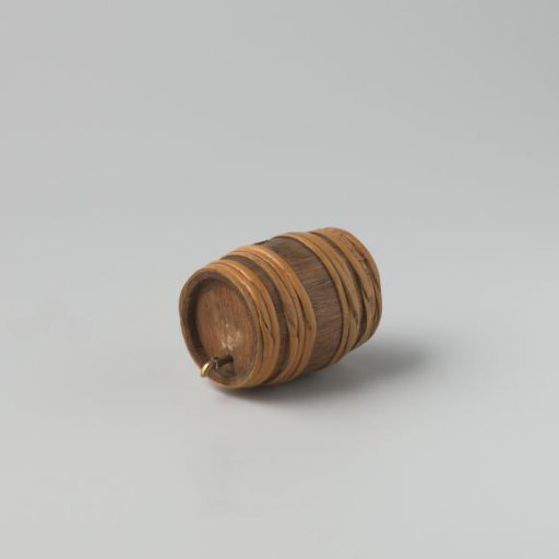 Beer or wine cask, made of oak staves, bound by 4 x 3 rattan hoops