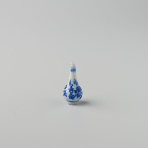 Milk Glass Bottle with Blue Enamel Painting