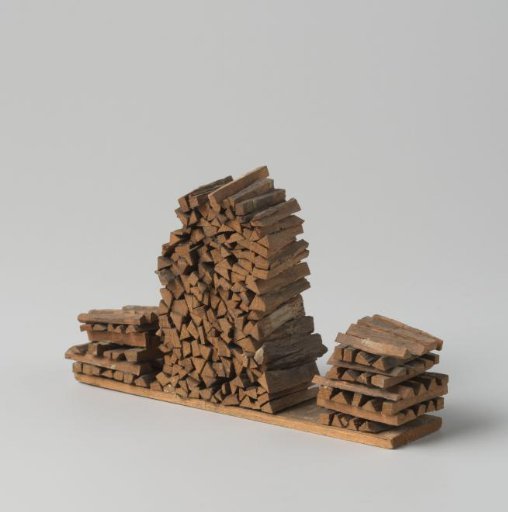 Plank with three stacks of split beechwood