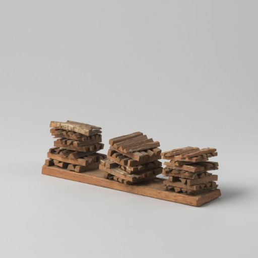 Plank with three stacks of split beechwood
