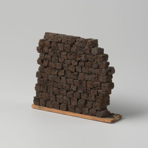 Shelf with a stack of peat briquettes