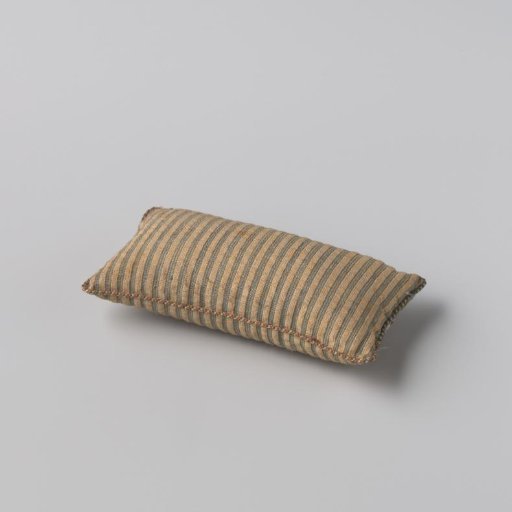 Bolster of blue-white striped linen and cotton weave