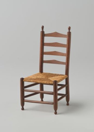 Knob chair made of hardwood with smooth, turned stiles and cross rails; front legs and back stiles ending in finely turned knobs