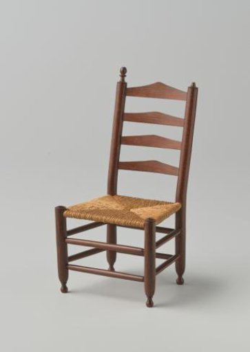 Knob chair made of hardwood with smooth, turned stiles and cross rails; front legs and back stiles ending in finely turned knobs
