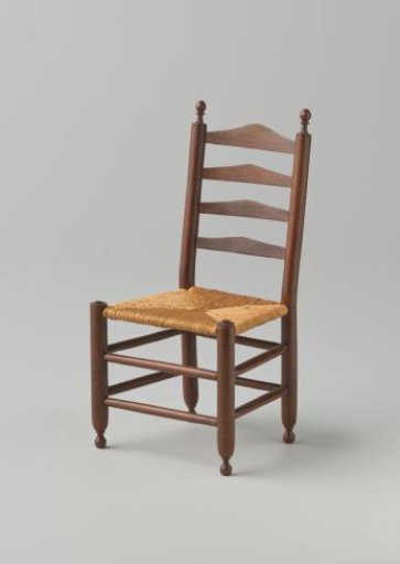 Knob chair made of hardwood with smooth, turned stiles and cross rails; front legs and back stiles ending in finely turned knobs