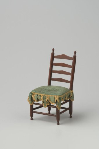 Knob chair made of hardwood with smooth, turned stiles and cross rails; front legs and back stiles ending in finely turned knobs